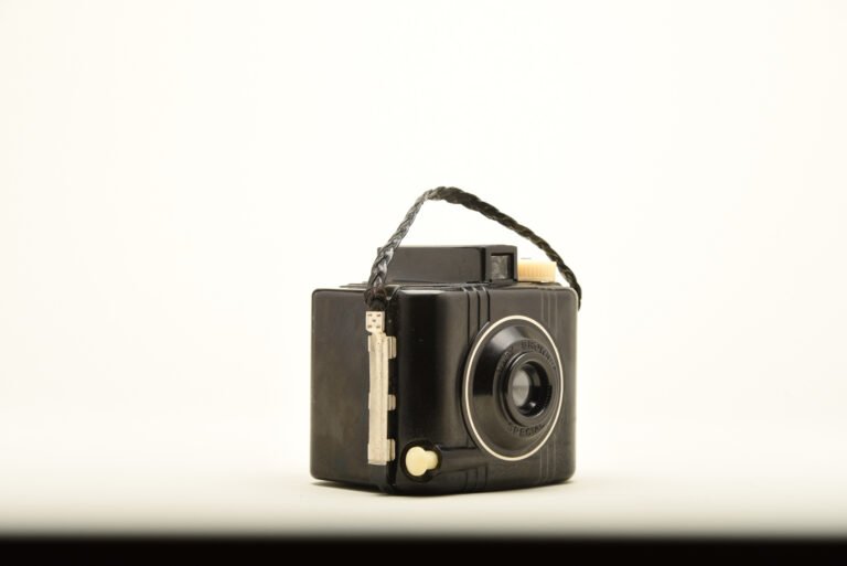 Vintage box camera with front-mounted lens from Laura Voight's collection